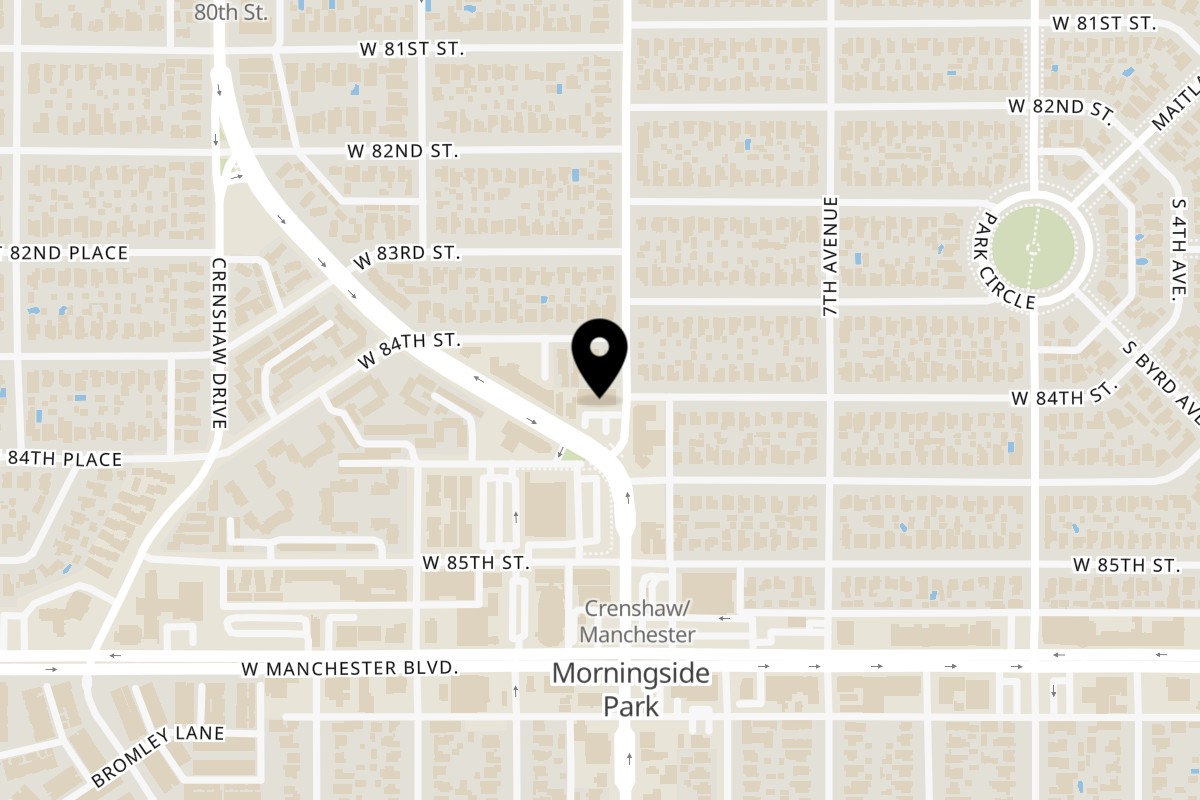 Map showing the location of Big Fish Market on 8409 8th Ave in Inglewood